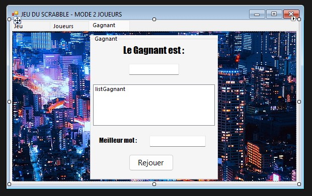 Écran gagnant WinScrabble